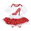 White Baby Bodysuit Minnie Dots White Pettiskirt & Minnie Dots High Heel Shoes Print JS4507